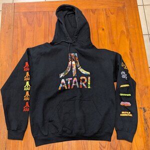 Retro Video Game Atari Themed Hoodie – Men’s L – Black – Like New Condition